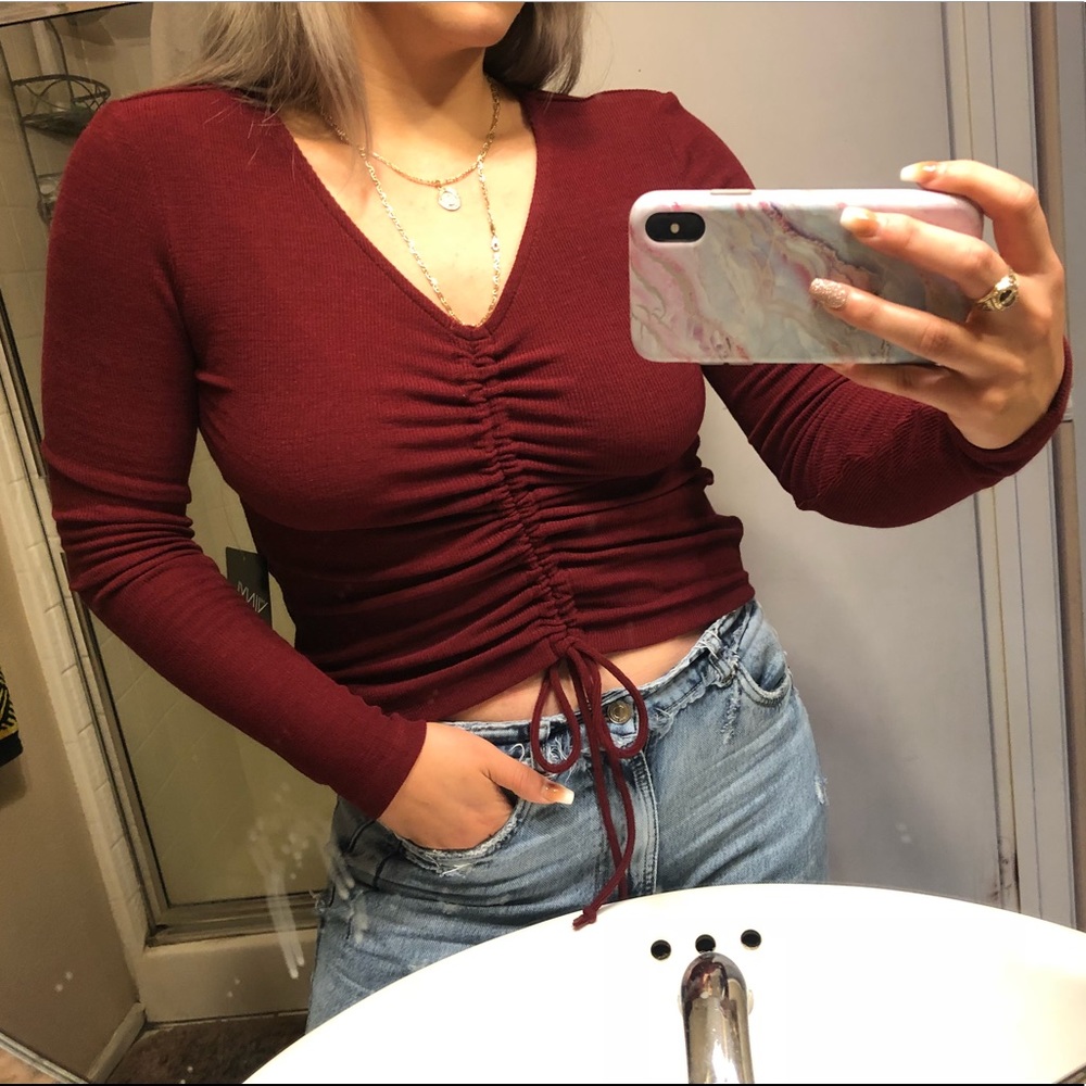 L/S ruching crop top❤️